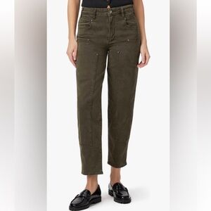 Paige Alexis workwear slight barrel leg pant, vintage bayou green, NWT